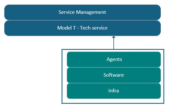 Diagram of the initial service setup with only tech and service management service levels